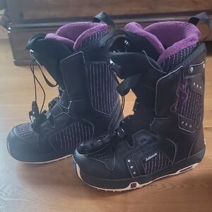 Salomon Black and Purple Snowboard Boots
